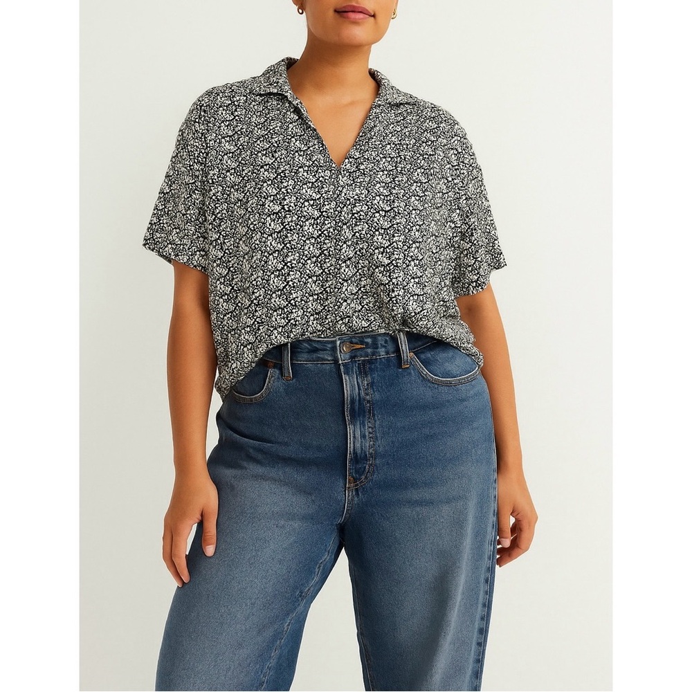 Loft Ann Taylor Softened Ditsy Micro Floral Lightweight Soft Relaxed Blouse Top